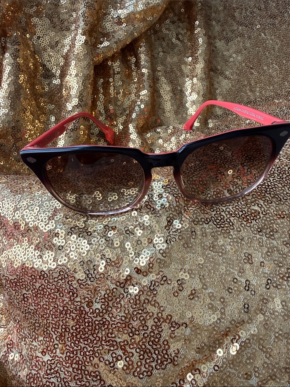 1. State Black Front coral Pink Temples Cat-Eye Sunglasses